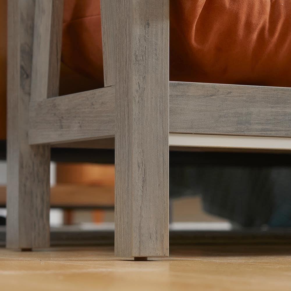 Gray Wood Farmhouse Console Table with Storage Shelf