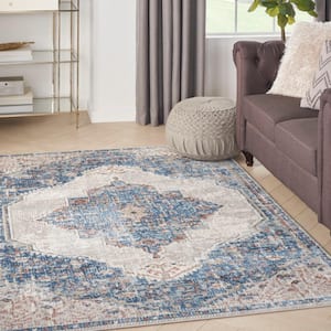 Concerto Blue/Grey 4 ft. x 6 ft. Border Traditional Area Rug