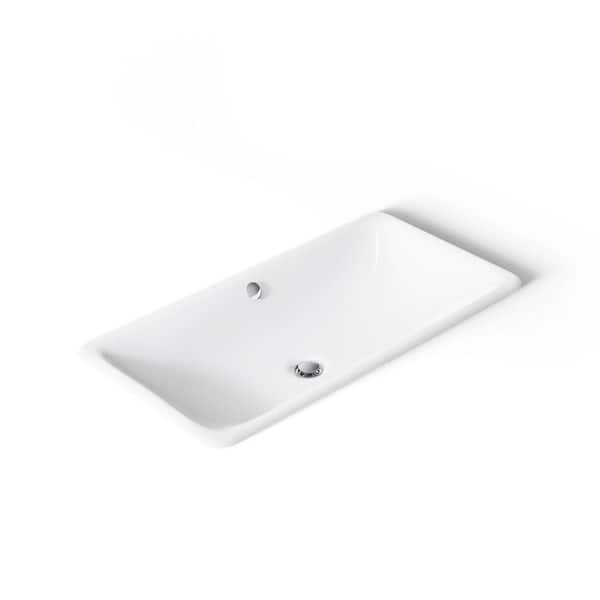 Iron Plains 30 in. x 15.62 in. Drop-In Bathroom Sink in White Cast Iron