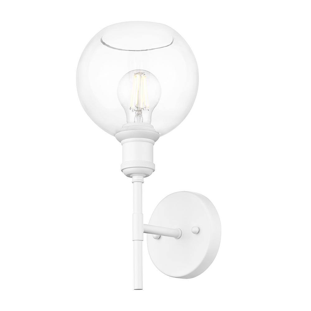 Axel Matte White and Clear Glass Globe Wall Sconce
