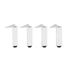 7 7/8 in. (200 mm) Matte White Metal Square Furniture Leg with Leveling Glide (4-Pack)