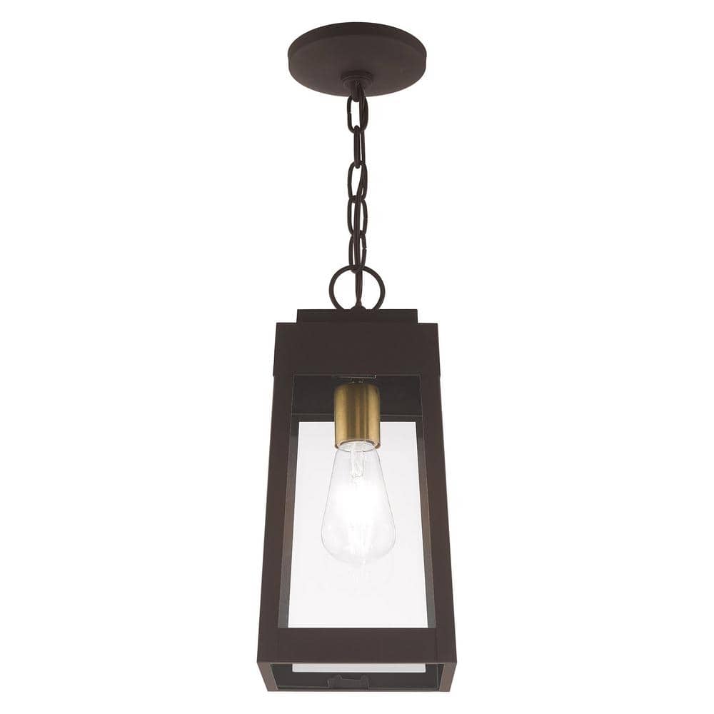 Oslo Clear Glass and Bronze 1-Light Outdoor Pendant