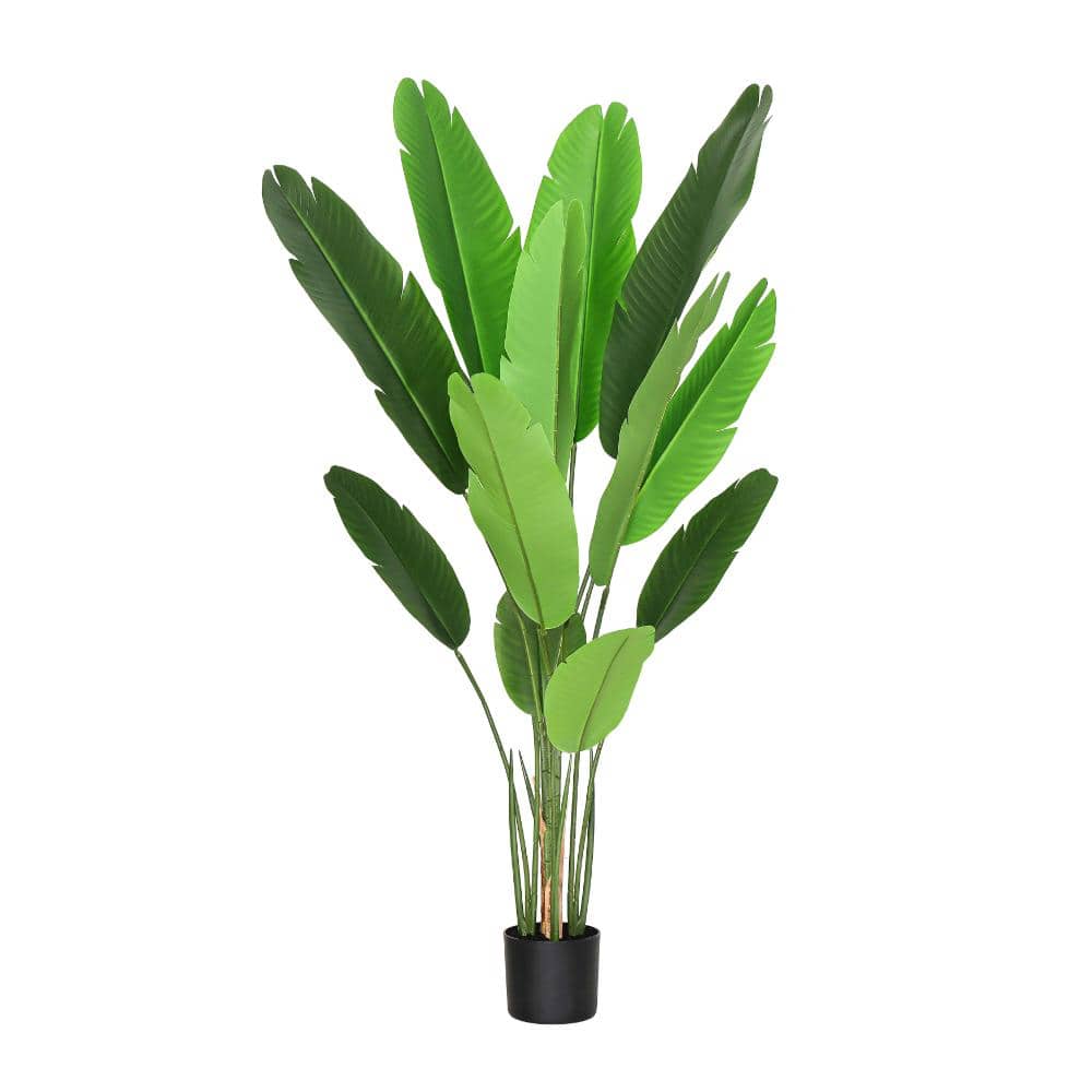 5 ft. Real Touch Artificial Bird of Paradise Strelitzia Leaf Plant in Black Pot price history on PriceWatchPro