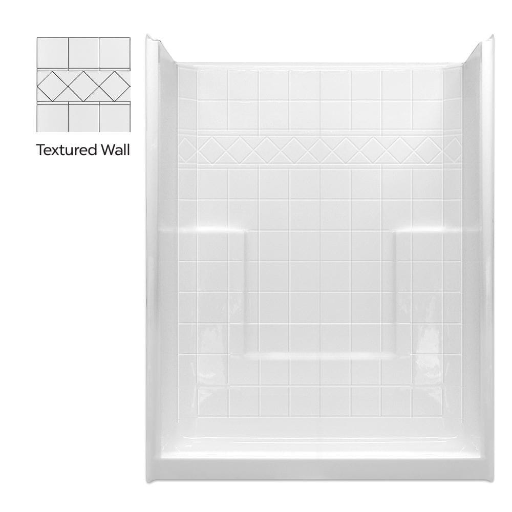 Basic 60 in. x 33 in. x 77 in. AcrylX 1-Piece Low Threshold Shower Wall and Shower Pan in White with Center Drain price history on PriceWatchPro