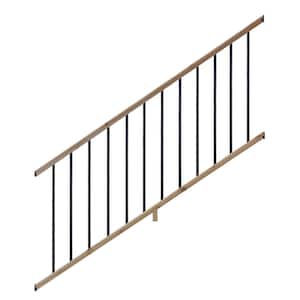 6 ft. Cedar Moulded Stair Rail Kit with Aluminum Square Balusters