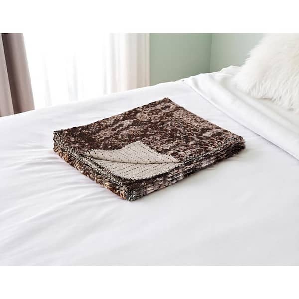 Brown, Ivory Animal Print Cotton Throw Blanket