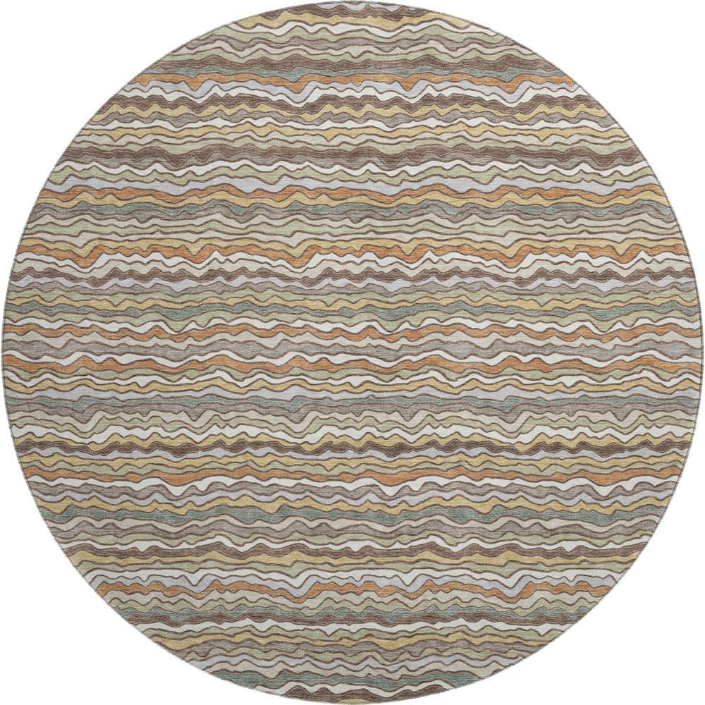 Mayfield Premium Machine Washable Abstract AMF2436 Taupe 8 ft. x 8 ft. Round Rug price history on PriceWatchPro