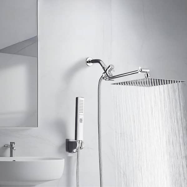 10 in. 3-Spray Patterns Wall Mount Dual Shower Head and Handheld Shower Head 2.5 GPM in Chrome