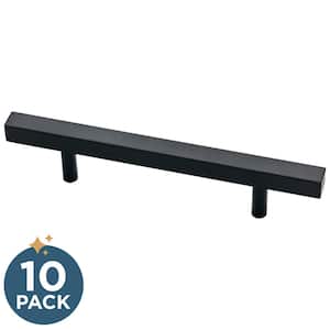 Simple Square Bar 3-3/4 in. (96 mm) Modern Matte Black Cabinet Drawer Pulls (10-Pack)