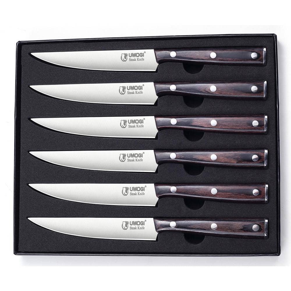 4.5 in. Stainless Steel Full Tang Straight Edge Steak Knife with Wooden Han