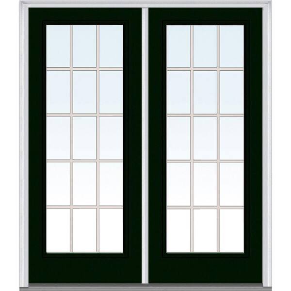 MMI Door 72 in. x 80 in. Tan Internal Grilles Right-Hand Inswing Full Lite Clear Glass Painted Steel Prehung Front Door