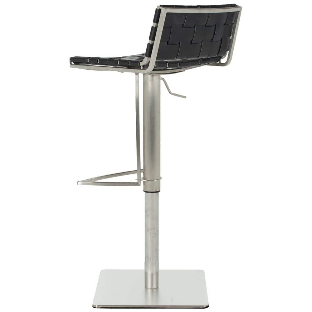 Mitchell Transitional Black Leather Adjustable Swivel Barstool