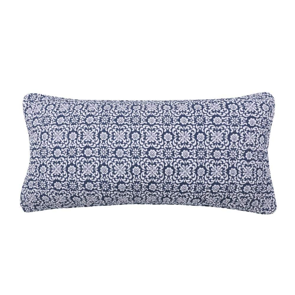 Designer Floral Rock Grey With Navy Blue on off White Linen Pillow Cover,  Small Flowers Pillow Cover, Boho Pillow, Decorative Throw Pillow 