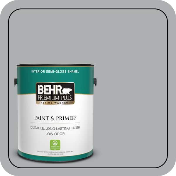 BEHR PREMIUM PLUS 1 gal. #N500-3 Tin Foil Semi-Gloss Enamel Low Odor Interior Paint & Primer