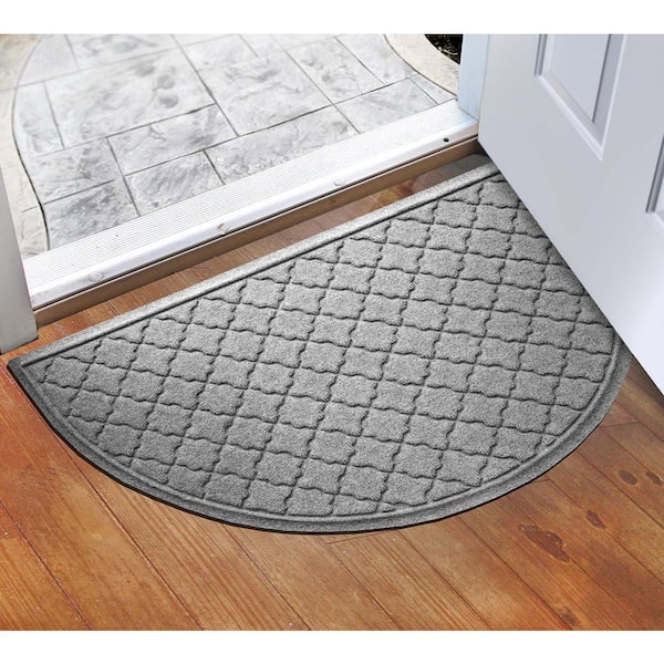 Waterhog Cordova 24 in. x 39 in. Half Round PET Polyester Indoor Outdoor Door Mat Medium Gray