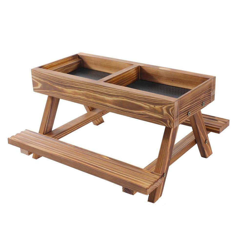 KIWDZFU Handmade Wooden Chicken Feeder No Waste Kit with Picnic