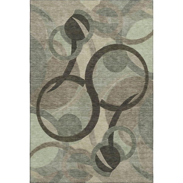 Mayfield Premium Machine Washable Abstract AMF2168 Brown 10 ft. x 14 ft. Area Rug