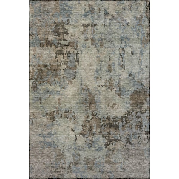 Mayfield Premium Machine Washable Abstract AMF2360 Beige 3 ft. x 5 ft. Area Rug