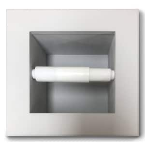 Recessed Toilet Paper Holder Primed Gray Solid Wood Tripoli with Simple Frame