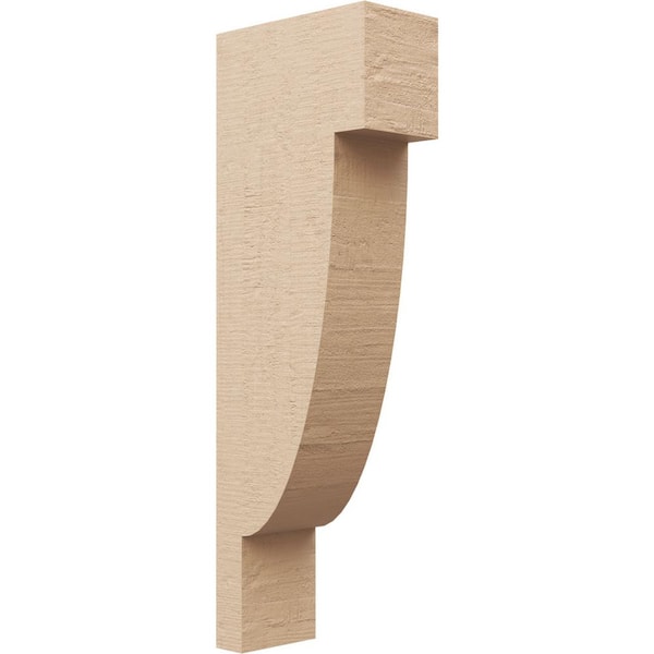 Ekena Millwork 4 in. x 24 in. x 8 in. Series 2 Thin Alpine Rough Cedar Woodgrain Timberthane Polyurethane Corbel, Primed Tan
