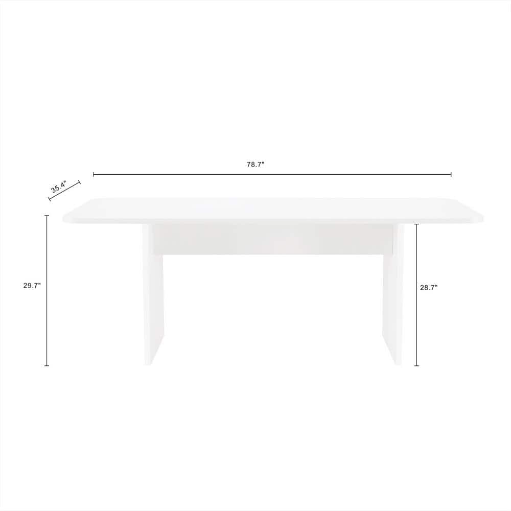 Ella 78.7" Pure White Composite Rectangular Dining Table