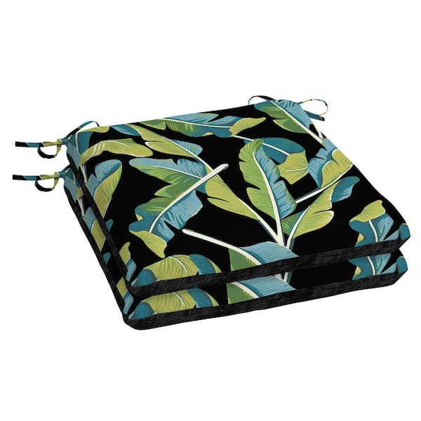 Hampton Bay Banana Leaf Tropical Square Outdoor Seat Cushion (2Pack