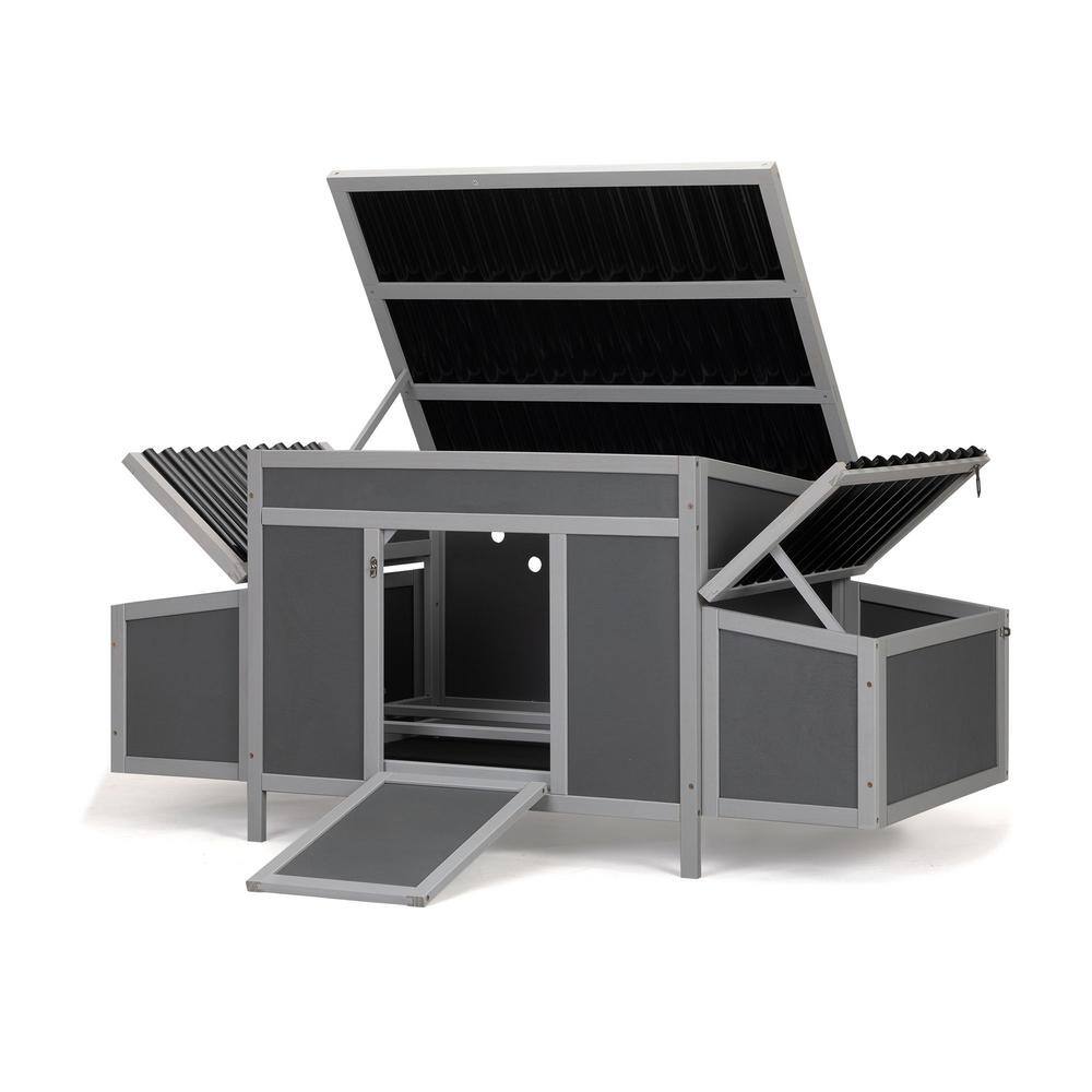 Gray Weatherproof Pinewood Chicken Coop with Nesting Boxes