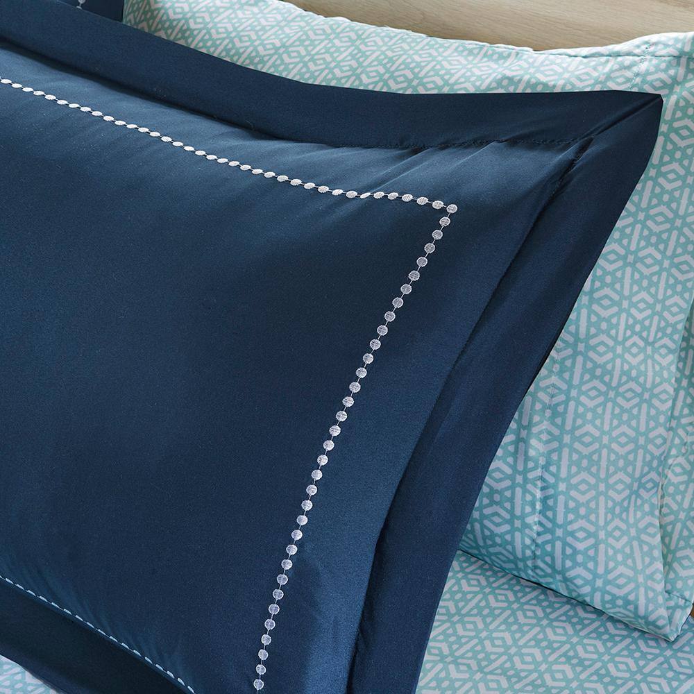 Navy Blue Boho Medallion Microfiber Full Bed in a Bag Set