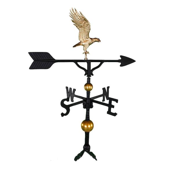 Montague Metal Products 52-Inch Deluxe Weathervane with Full Bodied Swedish Iron Eagle Ornament 