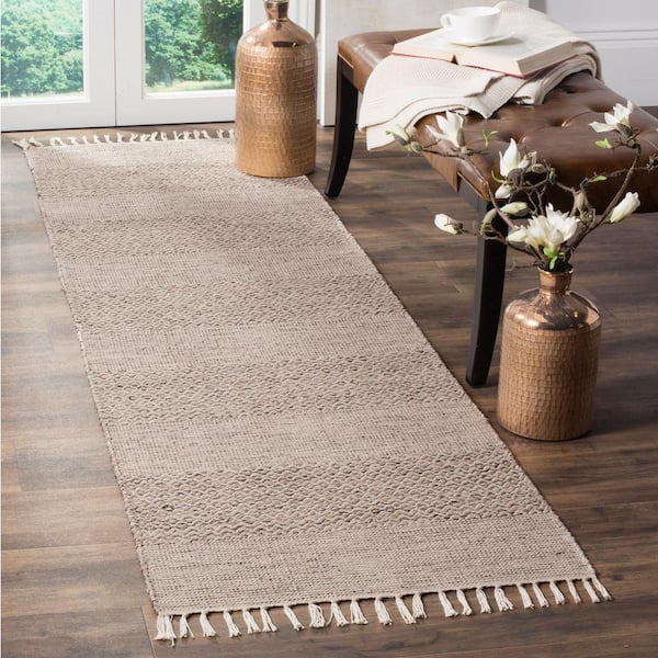 Montauk Ivory/Steel Gray 2 ft. x 18 ft. Striped Diamonds Runner Rug