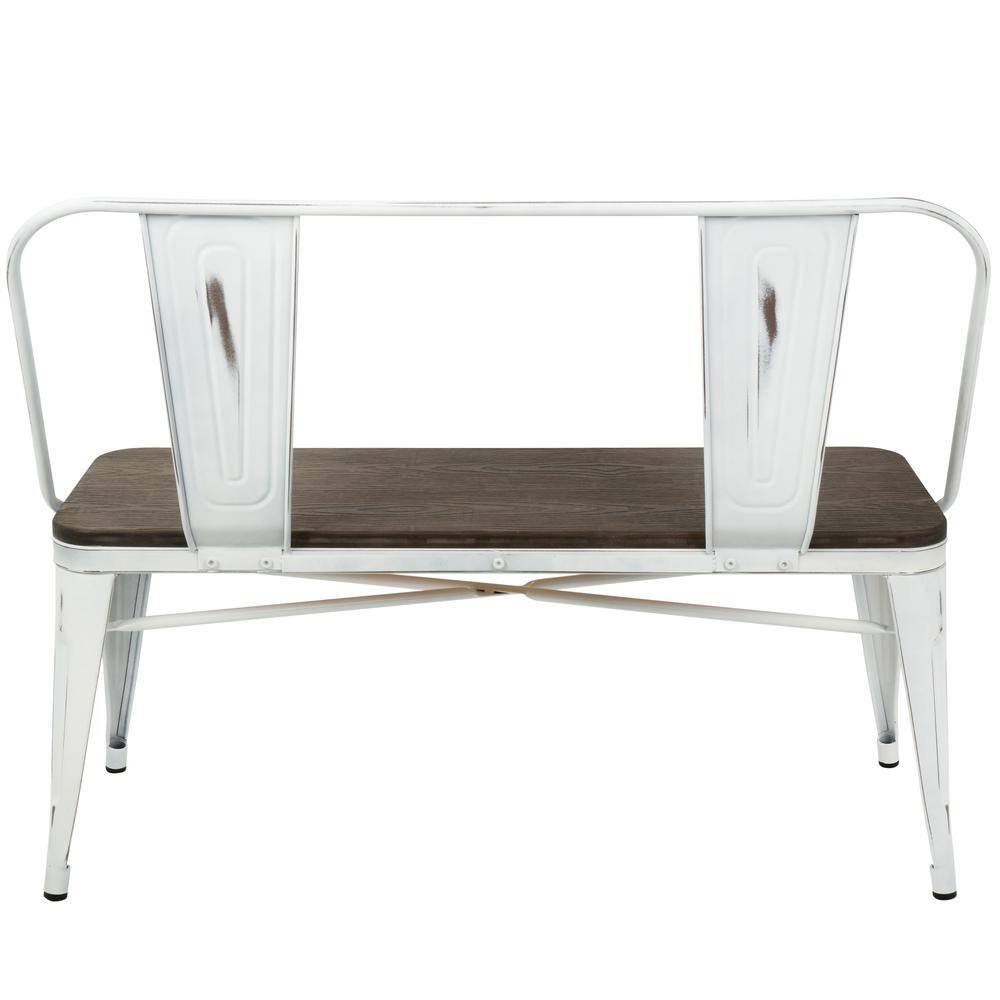 Oregon Contemporary 42'' Brown and White Industrial Dining Bench