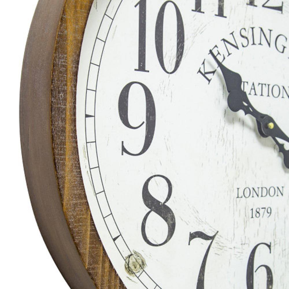 Kensington Station Off-White Engineered Wood Wall Clock with Rooster Design