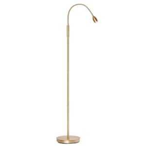 58 in. Brushed Yellow Gold 1-Light Swing Arm Floor Lamp