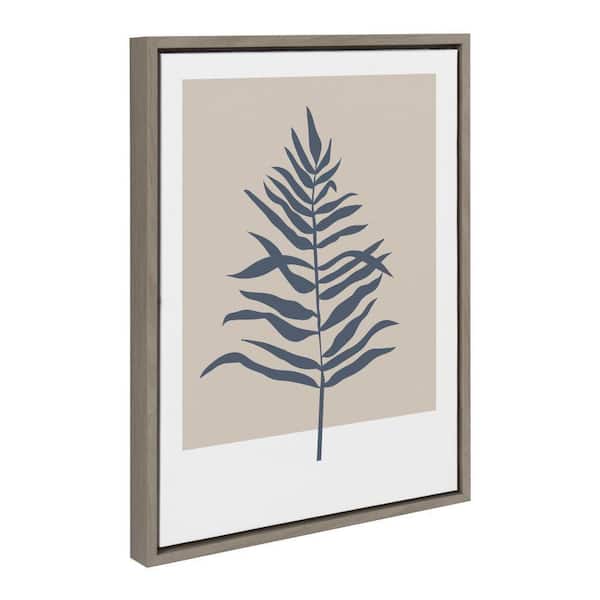 Kate and Laurel Sylvie Muted Tan and Blue Colorblock Botanical Fern by The Creative Bunch Studio Framed Art Print 18 in. x 24 in.