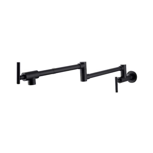 Commercial Wall Mount Pot Filler Faucet Single Hole Pot Filler Black Folding Faucet Stretchable Faucet in Black