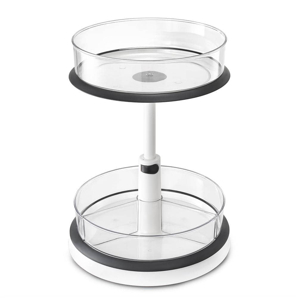 Lazy Susan Makeup Organizer, Freestanding 2-Tier Large Clear - Cosmetic/Van