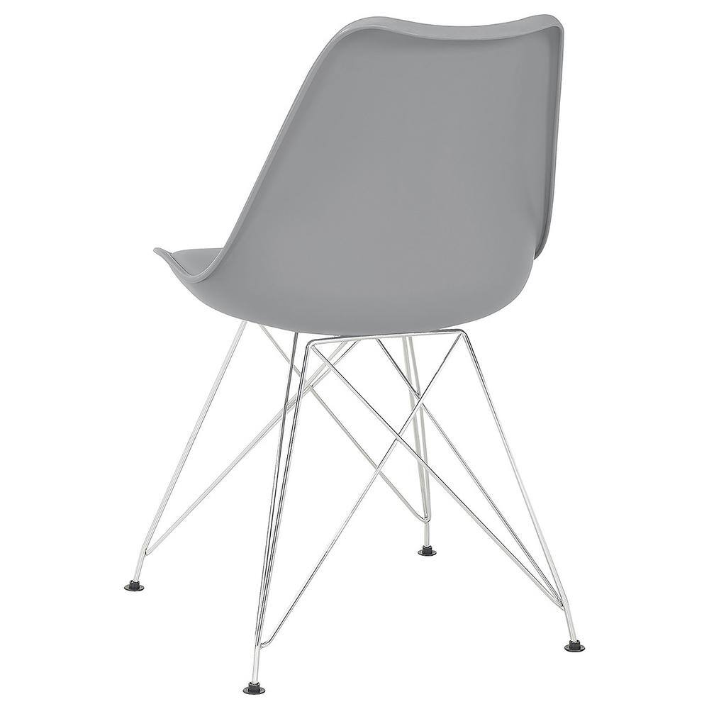 Gray Faux Leather Upholstered Side Chair with Chrome Legs