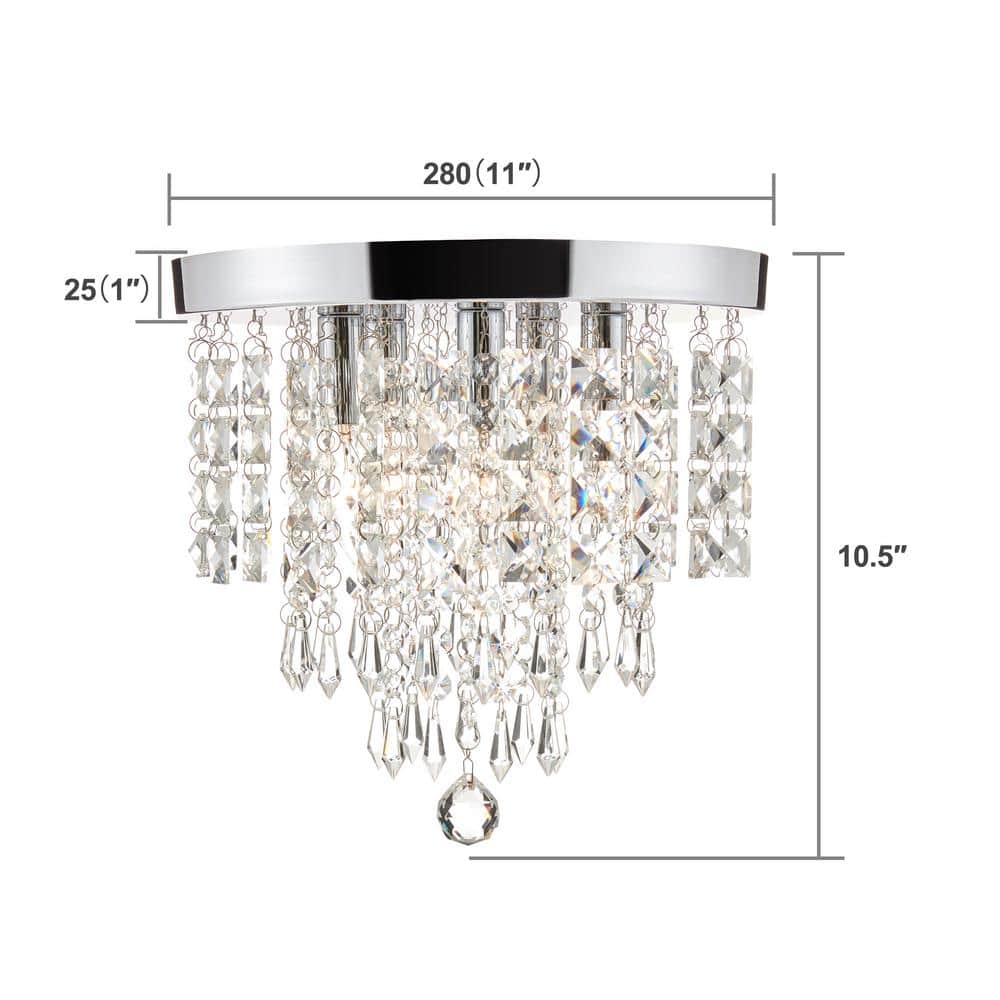 Merra 11" Chrome Crystal Close-to-Ceiling Light