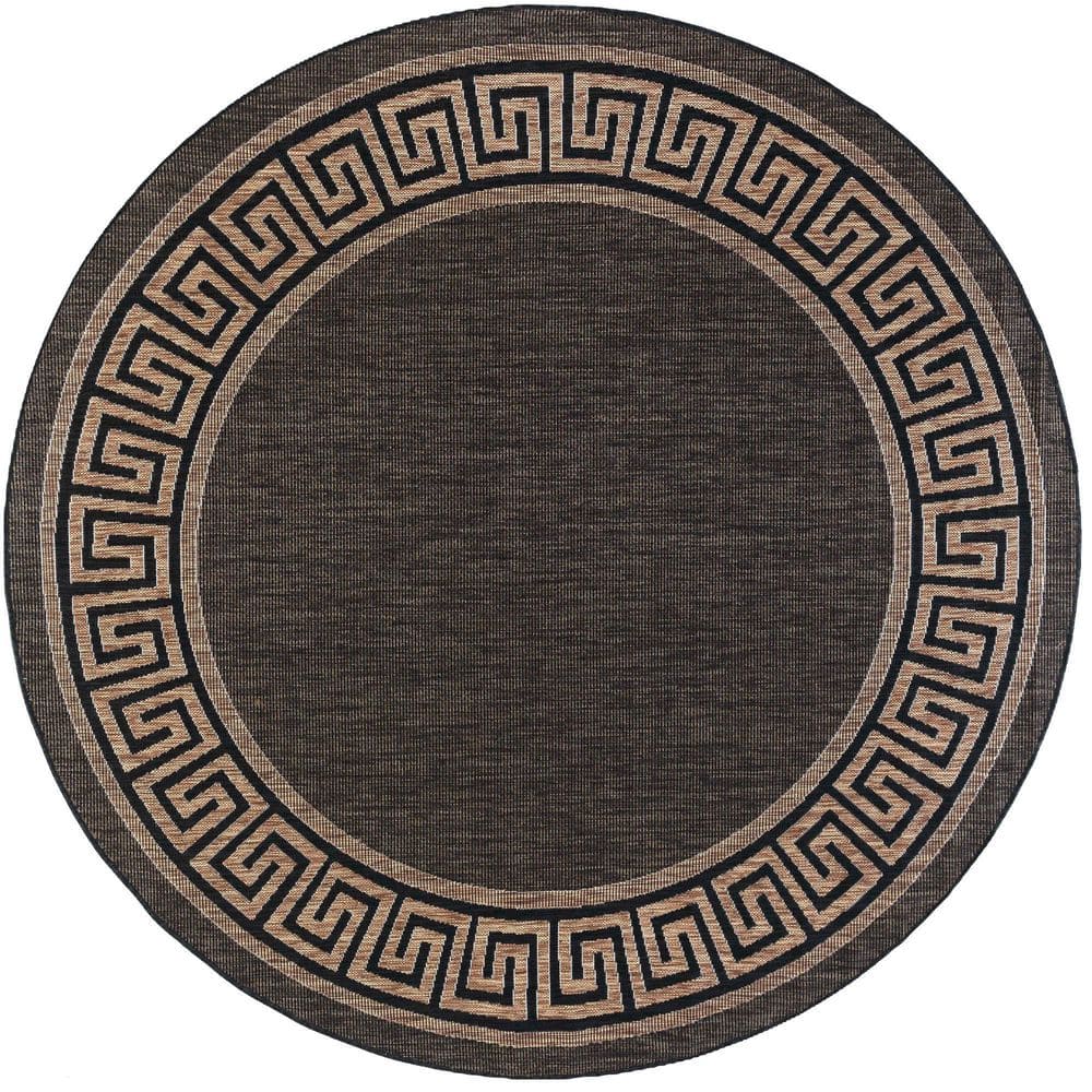 Eco Greek Key Gold 8 ft. Round Indoor/Outdoor Area Rug price history on PriceWatchPro