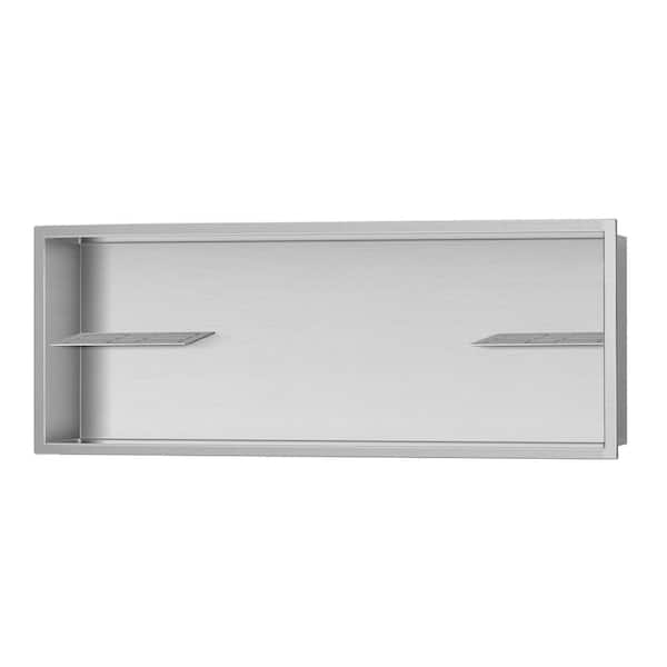 36.2 in. W x 12.6 in. H x 4 in. D Stainless Steel Single Shelf Recessed Shower Niche in Brushed Stainless Steel