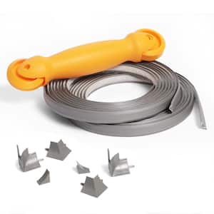 1/2 in. x 20 ft. Gray PVC Self-Adhesive Flexible Caulk Trim Molding Applicator Tool and Corners