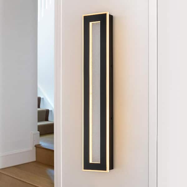 EDISLIVE Kinsley 4.3 in. 2-Light Modern Integrated LED Black Wall Sconce Lighting