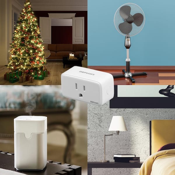 Defiant Smart Plug for String Lights Floor Lamp Table Lamps Led Lights for  Bedrooms & More, Wi-Fi & Bluetooth, Works Great with Google Hubspace Alexa