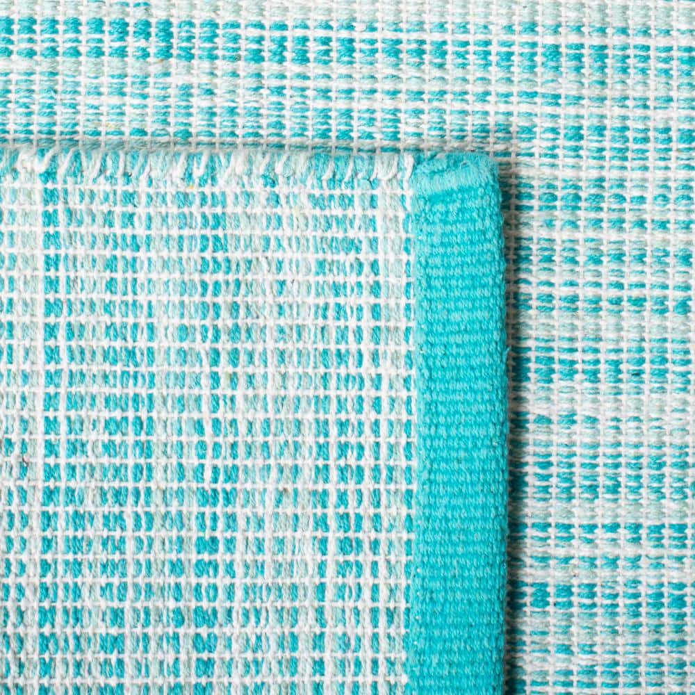 Aqua Blue Handwoven Cotton 4' x 6' Area Rug