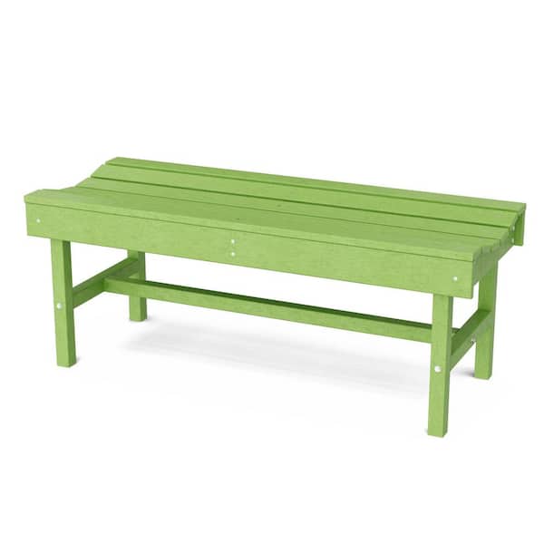 Classic 46.5 in. Lime Green Plastic Backless Outdoor Vineyard Bench