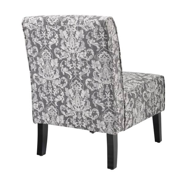 black and white damask accent chair