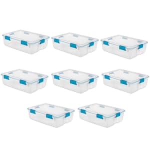 37 qt. Thin Gasket Box Clear Storage Bin Containers, (8-Pack)