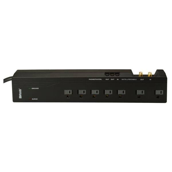 Woods 6 ft. 7-Outlet 2,500-Joule Surge Protector Power Strip with Satellite/Cable Coax and Phone/Fax/DSL