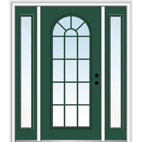 MMI Door 68.5 in. x 81.75 in. Classic Left-Hand Inswing Full Lite Round Top Clear Painted Steel Prehung Front Door with Sidelites
