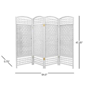 4 ft. Short Fiber Weave Folding Screen - White - 4 Panels